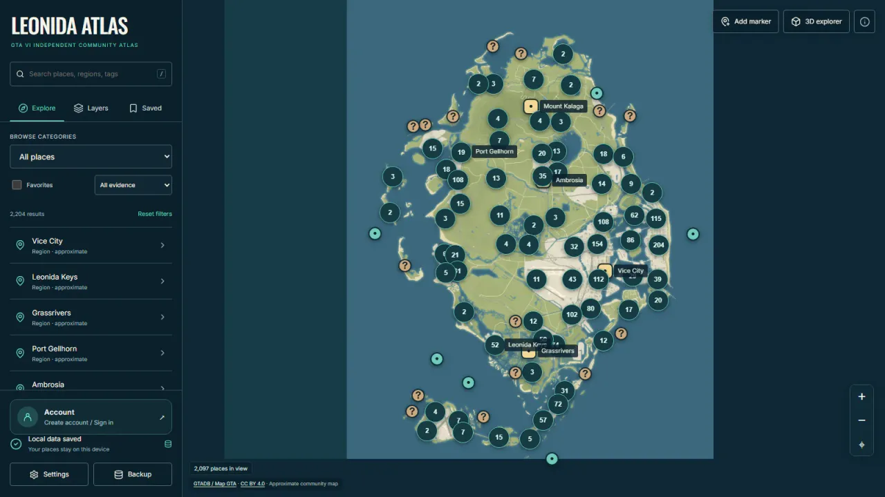 Repository interface screenshot: map, search, filters and marker clusters. Source reviewed on 27 September 2026.