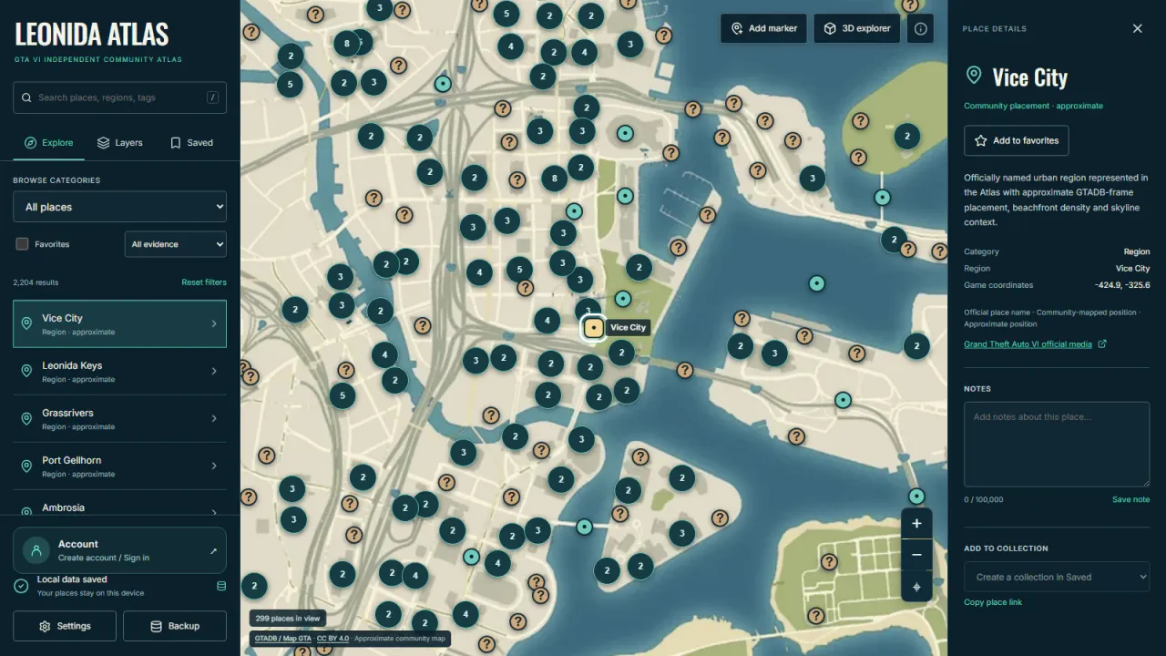 Vice City details: approximate position, source link and personal notes. Repository screenshot reviewed on 27 September 2026.